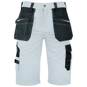 MS9 Mens Cargo Holster Pockets Tactical Work Shorts E1, White - S: 30W, M: 32W, L: 34W, XL: 36W, XXL:38W, 3XL:40W 4XL: 42W