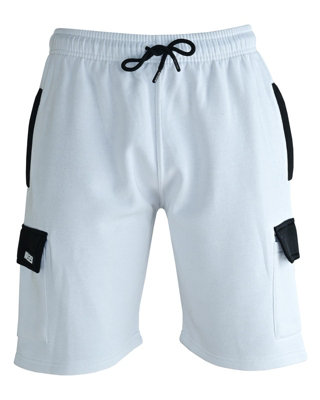 MS9 Mens Cargo Painter Decoration Jogging Fleece Work Shorts Tracksuit Cargo Shorts H15, White - L