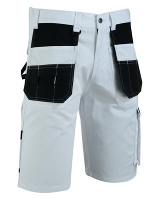 MS9 Mens Cargo Redhawk Holster Pockets Painter Tactical Work Working Shorts T5, White - 32W