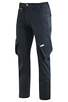 MS9 Mens Cargo Slim Fit Stretch Spandex Work Trousers Pants Jeans T1, Black - 38W/34L