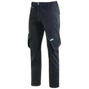 MS9 Mens Cargo Slim Fit Stretch Spandex Work Trousers Pants Jeans T1 Short Length Black W32/L30