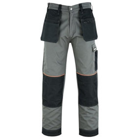 MS9 Mens Cargo Work Trousers Pants Jeans with Multi Pockets S5 Grey 30W/30L