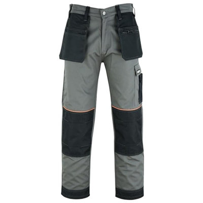 MS9 Mens Cargo Work Trousers Pants Jeans with Multi Pockets S5, Grey - 38W/32L