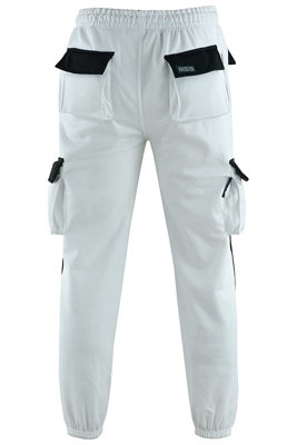 MS9 Mens Fleece Painters Decorators Combat Cargo Work Trousers Pants Joggers H1 White - L
