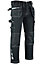 MS9 Mens Hi Viz Cargo Combat Holster Pockets Tactical Working Work Trouser Trousers Pants E1, Black - 30W/32L