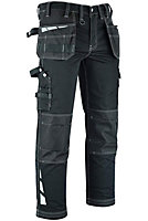 MS9 Mens Hi Viz Cargo Combat Holster Pockets Tactical Working Work Trouser Trousers Pants E1, Black - 32W/32L