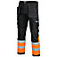 MS9 Mens Hi Viz Cargo Combat Holster Pockets Tactical Working Work Trouser Trousers Pants Jeans, Black/Orange - 30W/30L