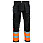 MS9 Mens Hi Viz Cargo Combat Holster Pockets Tactical Working Work Trouser Trousers Pants Jeans, Black/Orange - 34W/30L