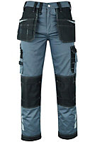 MS9 Mens Hi Viz Cargo Combat Holster Pockets Tactical Working Work Trouser Trousers Pants Jeans E1, Grey - 30W/32L