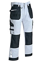 MS9 Mens Hi Viz Cargo Combat Holster Pockets Tactical Working Work Trouser Trousers Pants Jeans E1, White - 32W/30L