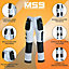 MS9 Mens Hi Viz Cargo Combat Holster Pockets Tactical Working Work Trouser Trousers Pants Jeans E1, White - 34W/34L