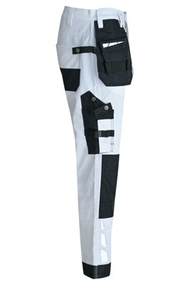 MS9 Mens Hi Viz Cargo Combat Holster Pockets Tactical Working Work Trouser Trousers Pants Jeans E1, White - 42W/34L