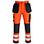 MS9 Mens Hi Viz Cargo Combat Holster Pockets Tactical Working Work Trouser Trousers Pants Jeans, Orange - 32W/34L