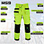 MS9 Mens Hi Viz Vis Cargo Working Work Trouser Trousers Pants Jeans, Yellow - 34W/34L