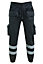 MS9 Mens Hi Viz Vis High Visibility Fleece Cargo Work Trousers Joggers H1 Black, XL