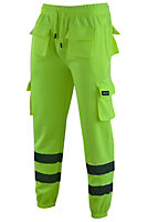 MS9 Mens Hi Viz Vis High Visibility Fleece Cargo Work Trousers Pants Joggers H1 Yellow - L
