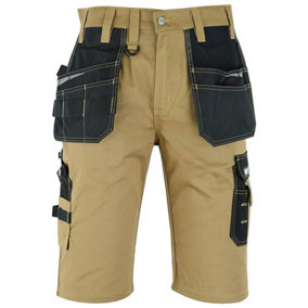 MS9 Mens Work Redhawk Cargo Combat Holster Pockets Tactical Worker Working Shorts E1, Khaki - 32W