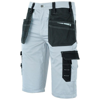 MS9 Mens Work Redhawk Cargo Combat Holster Pockets Tactical Worker Working Shorts E1, White - 38W