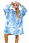MS9 Women's Oversized Hoodie Wearable Blanket Hoodie Top With Sherpa Lining Dark Blue and White