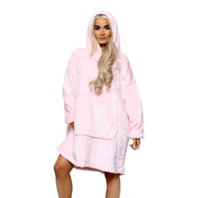 MS9 Women's Oversized Hoodie Wearable Blanket Hoodie Top With Sherpa Lining Pink