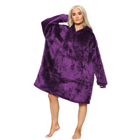 MS9 Women's Oversized Hoodie Wearable Blanket Hoodie Top With Sherpa Lining Purple