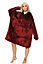 MS9 Women's Oversized Hoodie Wearable Blanket Hoodie Top With Sherpa Lining Watermelon Red