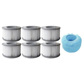 MSpa Filter Cartridge Pack of 6 - 90 Pleats Filter Cartridge and 2 Mesh Covers