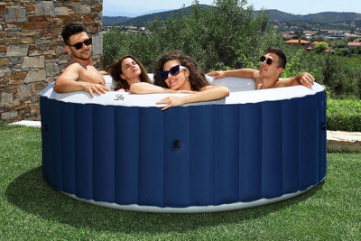 MSpa Lite Inflatable Hot Tub Round 6 Person Spa Navy Blue