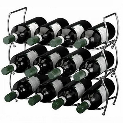 MTS 3 Tier Stackable Chrome Wine Storage Display Rack Holder Up To 12 Bottles