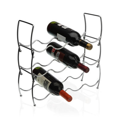 MTS 3 Tier Stackable Chrome Wine Storage Display Rack Holder Up To 12 Bottles