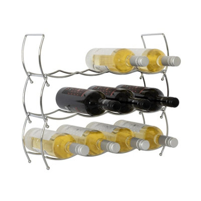 MTS 3 Tier Stackable Chrome Wine Storage Display Rack Holder Up To 12 Bottles