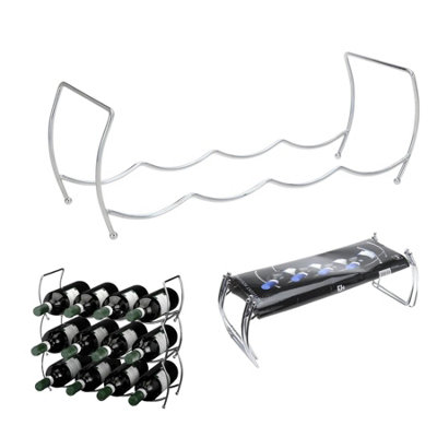 MTS 3 Tier Stackable Chrome Wine Storage Display Rack Holder Up To 12 Bottles