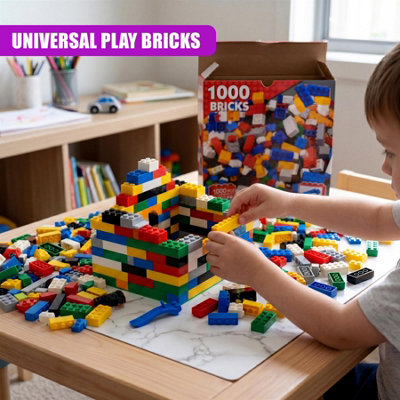 MTS Construction Building Bricks Compatible Play Set 1000 Piece Blocks ...