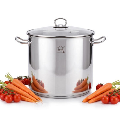 MTS Stainless Steel Cooking Pot with Glass Lid Induction Base All Hobs ...