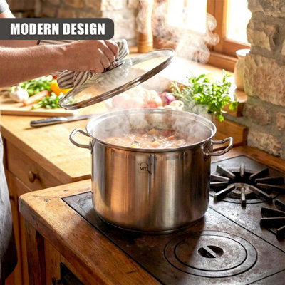 MTS Stainless Steel Cooking Pot with Glass Lid Induction Base All Hobs ...