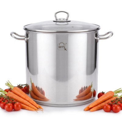 MTS Stainless Steel Cooking Pot with Glass Lid Induction Base All Hobs ...