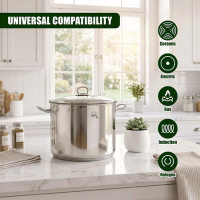 MTS Stainless Steel Cooking Pot with Glass Lid Induction Base All Hobs ...