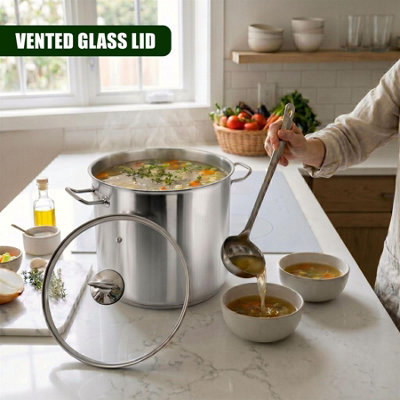 MTS Stainless Steel Cooking Pot with Glass Lid Induction Base All Hobs ...