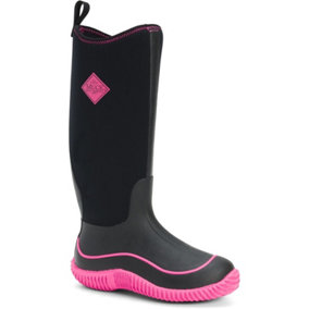 Muck Boots Hale Pull On Wellington Boot Black/Pink