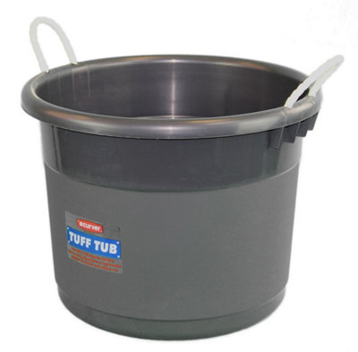 Muck Buckets Plastic 69 Litre Tuff Tub Black With Handles - Curver- 165294