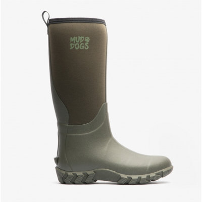 Mud Dogs RUTLAND TALL Neoprene Wellington Boots Olive