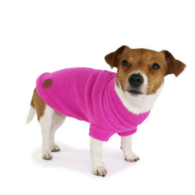 Muddy Paws Woollen Pink Extra Warm Cable Knit Dog Jumper Cosy Puppy Sweater 25cm, Small