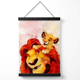Mufasa and Simba Watercolour Lion King Medium Poster with Black Hanger