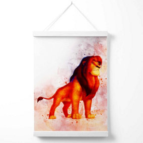Mufasa Watercolour Lion King Poster with Hanger / 33cm / White