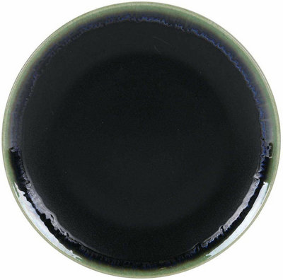 Muga Black Green edge Stoneware Dinner plates 26cm -box of 6-