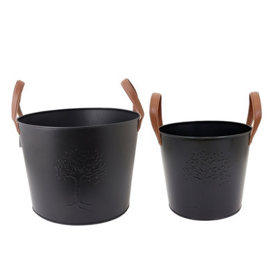 Mulberry Pair of Wood Buckets Timeless Style Iron - 5
