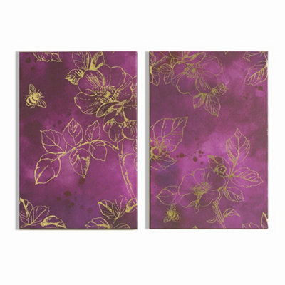 Mulberry Trail Set of 2 Printed Canvas Floral Metallic Printed Canvas