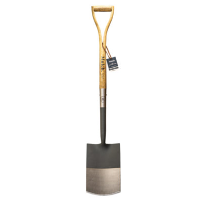 Mulch Ash Handle Garden Digging Spade - Graphite Grey - Strengthened High Carbon Steel Shaft - Hand Stained