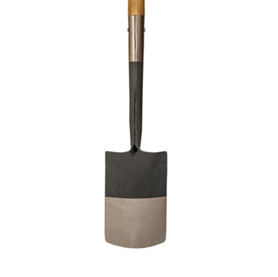 Mulch Garden Border Spade - Graphite Grey - Strengthened High Carbon Steel Shaft - Hand Stained Straight Grained Ash Handle - 3