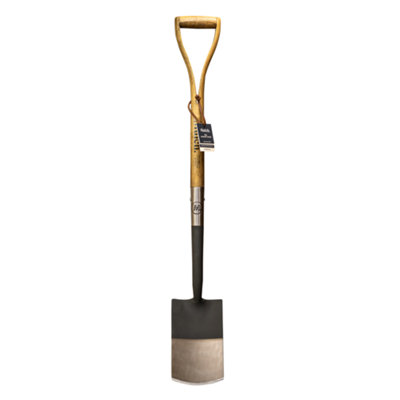Mulch Garden Border Spade - Graphite Grey - Strengthened High Carbon Steel Shaft - Hand Stained Straight Grained Ash Handle - 4